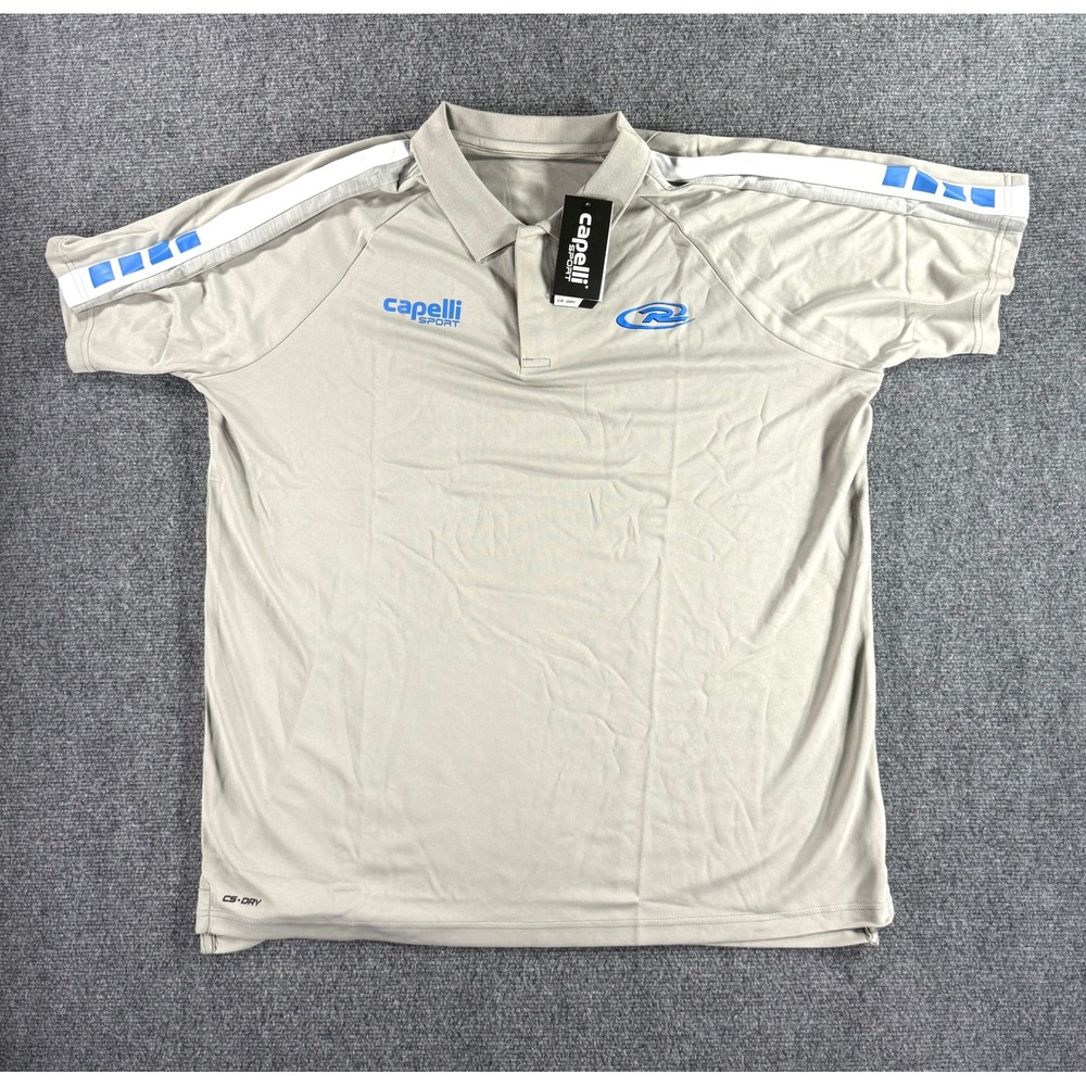 Capelli Sport Mens XL Polo and Shorts Set Tan Blue CS-Dry Athletic Training Gear